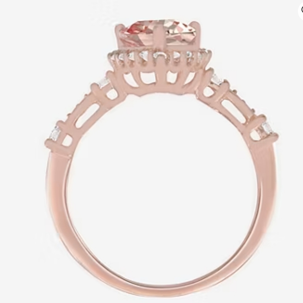 Beautiful Lab Created Morganite & White Sapphire Ring in 14k Rose Gold/925! Sz 7 - Picture 2 of 6